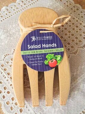 Totally Bamboo Salad Hands NWT, Salad Servers